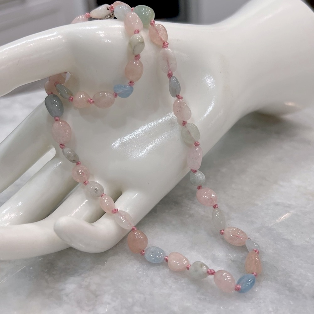 Beryl Beads Sterling Silver 18” Necklace